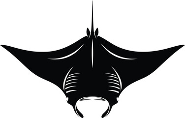 Majestic manta ray aquatic creature silhouette illustration
