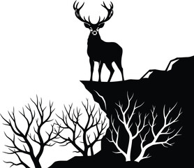 Majestic stag silhouette on cliff