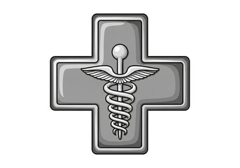 Obraz premium A sleek medical cross featuring a caduceus symbol, evoking trust and healthcare professionalism, ideal for medical branding.