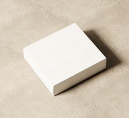 White Packaging Box Mockup with Natural Shadow Overlay on Textured Surface