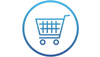 Blue shopping cart icon with a gift bag featuring a heart symbol inside it transparent background