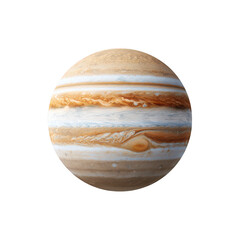 Jupiter planet with atmospheric bands and Great Red Spot isolated on black space background