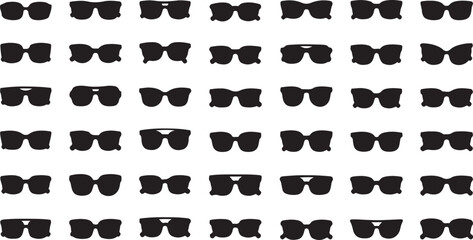 Pattern of black sunglasses and bow ties on white