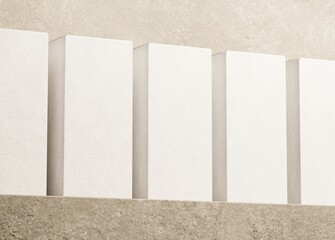White Packaging Box Mockup with Natural Shadow Overlay on Textured Surface