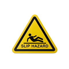 Yellow Slip Hazard Warning Sign Isolated on White &ndash; Workplace Safety and Caution Concept
