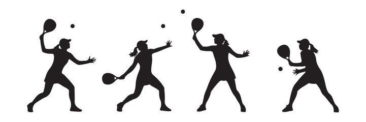 silhouette of padel girl pose collection