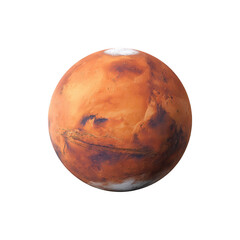 Fototapeta premium Planet Mars surface texture with reddish rocky terrain and visible polar ice formations in deep space