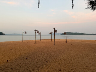 enjoying the beach at a small resort on Koh Russey off the coast of Cambodia - nice landscaping mixed in the serene nature