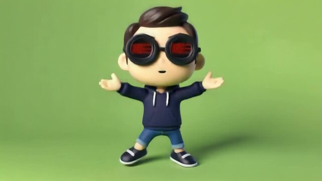 Young hacker character with futuristic glasses and casual wear
