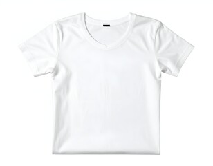 A plain white V-neck short-sleeved t-shirt isolated on a white background