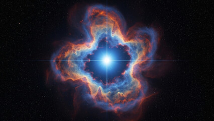 Nebula with central star and lens flare