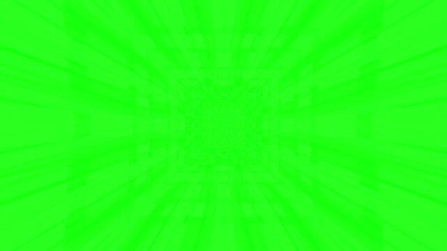 Green screen background with futuristic perspective geometric tunnel