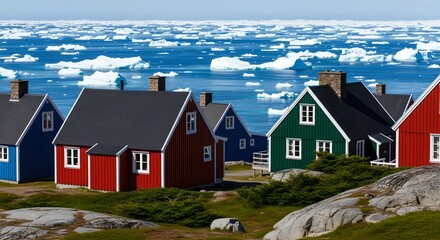Colorful Houses by the Ocean Landscape 1.