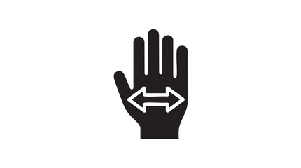 Fototapeta premium Black Hand Gesture Icon with Horizontal Arrows Vector
