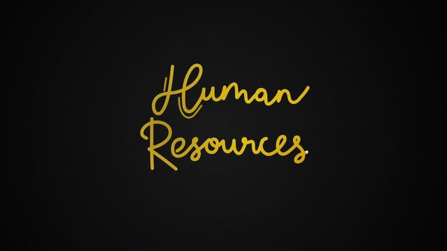 Human resources text word One line continuous animated typography intro outro animation video, hand drawn calligraphy monoline lettering vintage single line handwriting 