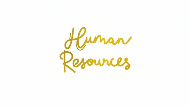 Human resources text word One line continuous animated typography intro outro animation video, hand drawn calligraphy monoline lettering vintage single line handwriting 