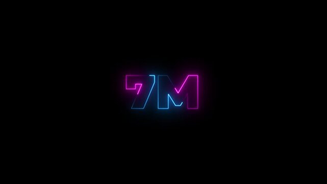 Neon light 7M followers or subscribers celebration text animation 1M for views, business, dollar.