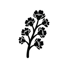 Simple Silhouette of a Flowering Branch