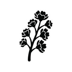 Simple Black Silhouette of a Flowering Branch