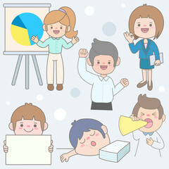 Cute Office Worker Character Pack with Business Concept