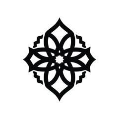 Black decorative floral emblem on white background © KalamGraphicsBD