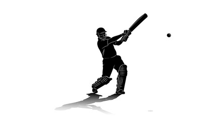Obraz premium Cricket player in action hitting ball with bat