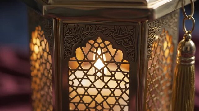 Close up image of a lantern with light shining through its openings