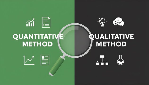 Quantitative method and qualitative method research development project concept, banner design, web header, poster ,Innovation & Strategy