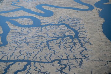 aerial image of coastal waters