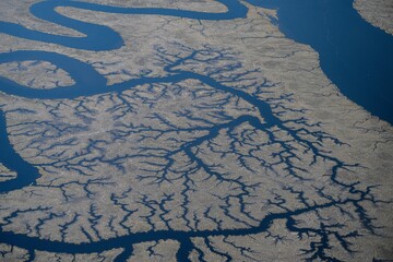 aerial image of coastal waters