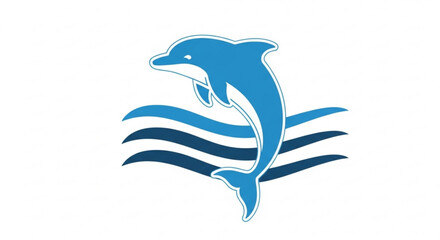 Obraz premium Blue Dolphin Jumping out of Water Waves Isolated on White