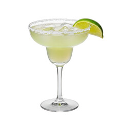 Refreshing margarita cocktail with lime wedge isolated on transparent background