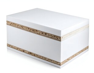 A rectangular block showcases a stark white exterior with visible particleboard interior layers
