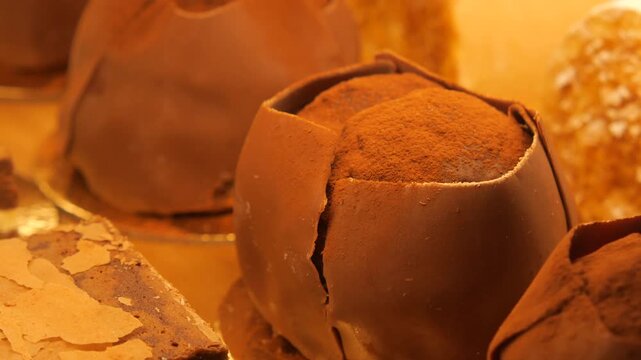 Desserts in a bakery in Paris during the afternoon