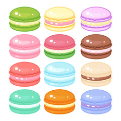 Cute colorful macarons sweet bakery clipart