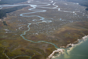 aerial coastal image of waterways