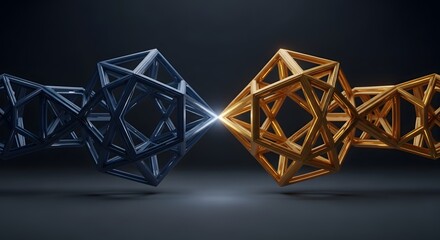 Abstract Geometric Wireframe Meeting Point