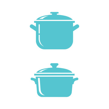 Teal Colored Cooking Pots with Lids.