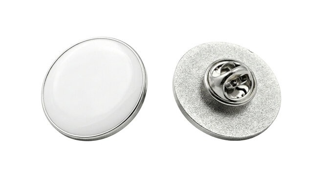 Oval pin badges with blank white front and metal back