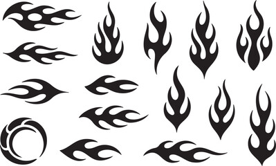 Obraz premium Tribal fire flame decals and racing stripes vector silhouettes for automotive styling