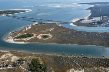 aerial image of coastal waterways
