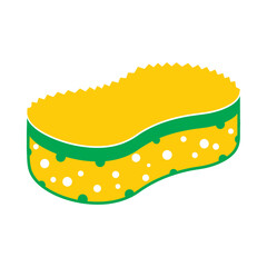 Fototapeta premium Yellow Sponge with Green Edges and Holes.
