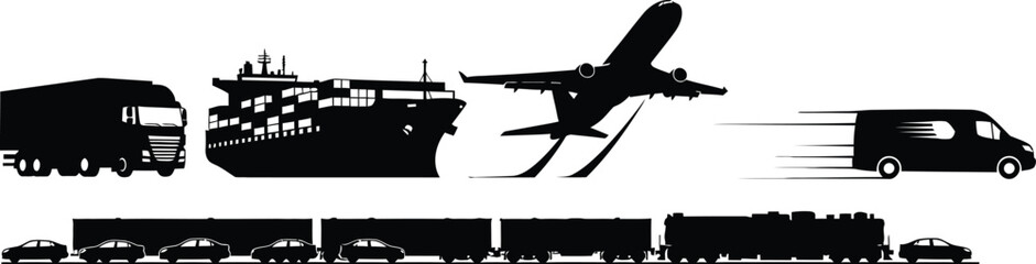 Obraz premium Transportation Vehicles Silhouettes