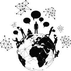 Global Communication Network Silhouette