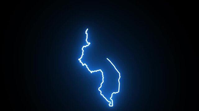 Malawi Neon Map Outline Animation,Blue & Orange Energy Border on Black Background,Glowing Neon Map Outline Animation,Blue Orange Energy Lines,Futuristic Neon Map Outline,Blue & Orange Energy Border An