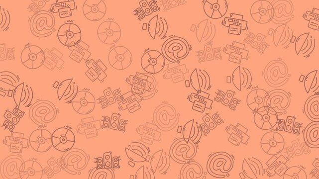 Faint icons of at symbols, print machines, and target shapes. Perfect for digital design projects like websites, presentations, or infographics.
