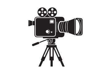 Film camera silhouette with white background