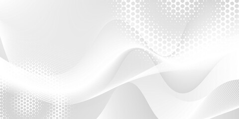 Abstract white and grey background with dynamic waves