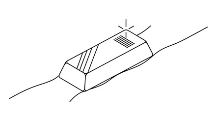 Fototapeta premium Single gold bar with markings, line art on a wavy line