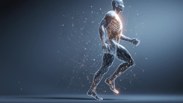 Longevity metabolic health fitness concept illustration, abstract human body showing efficient energy metabolism, subtle fitness movement cues, clean modern lighting, balanced scientific and lifestyle